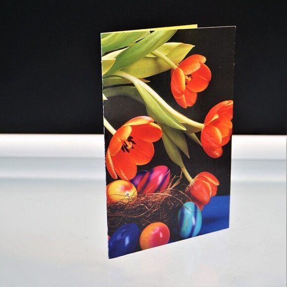Happy Easter Greeting Card Easter Eggs Tulips Kris Coppieters Artwork - Picture 1 of 5